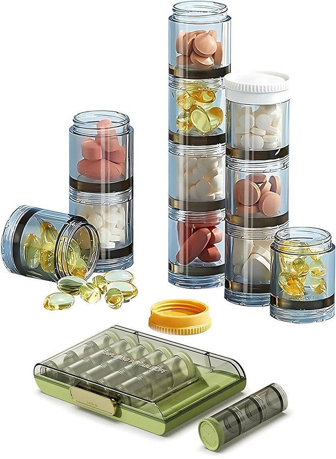 GNOLY علبة تنظيم حبوب السفر من GNOLY لمدة 7 أيام - علبة تخزين يومية للفيتامينات والأدوية مع حجرات فردية - موزع حبوب سهل الاستخدام لكبار السن والبالغين والاستخدام أثناء التنقل - Image 1